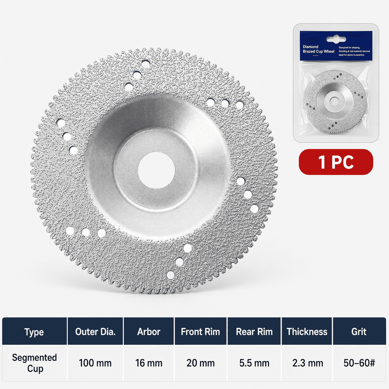 Brazed Diamond Grinding Cup Wheel for Stone Fabrication