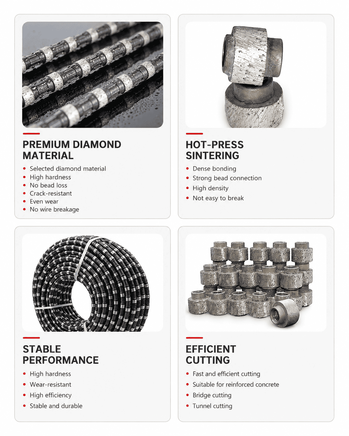 Diamond Wire Saw Beads for Stone & Concrete Cutting